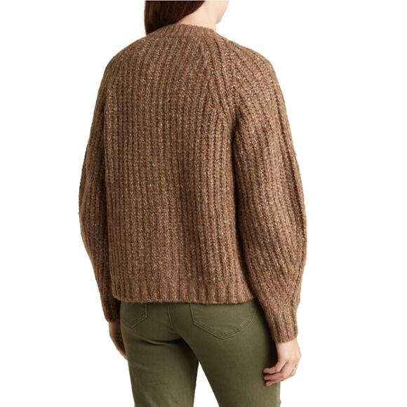 Lucky Brand Shaker Knit Raglan Cardigan Sz S New $90 Brown Button Front  Sweater - Picture 9 of 10